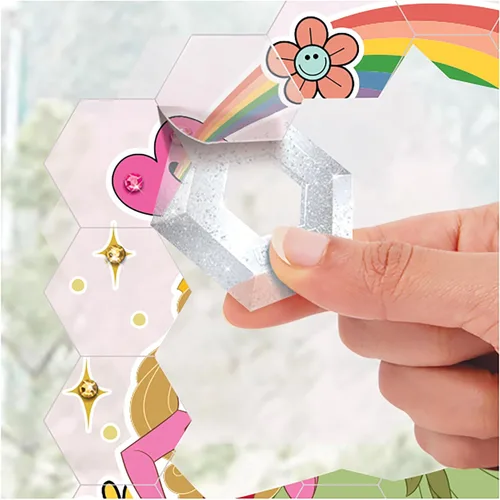 Miniatura 4 de Make It Real Disney: Mosaico de arte de ventana – Princesa Disney – 70 piezas, rompecabezas reutilizables para ventana, crea una imagen de 9.5 x