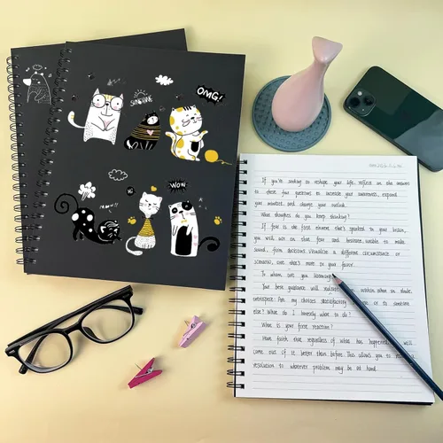 Miniatura 6 de Cuaderno de espiral rayado tamaño A4, diario grande de 8.5 x 11 pulgadas, paquete de 6 cuadernos de tapa dura de 0.276 in, 160 páginas, papel grueso