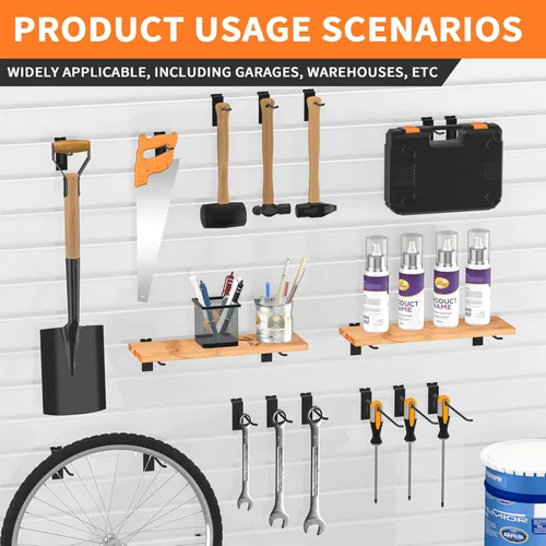 Miniatura 4 de Ganchos de pared de listones de 4 pulgadas, gancho de pared de listones negros, 25 ganchos para accesorios de panel de pared de listones
