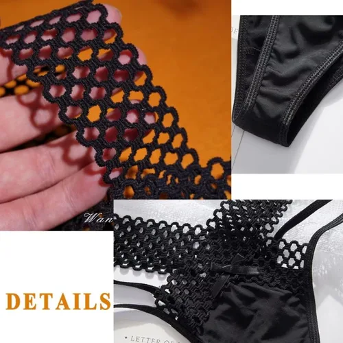 Miniatura 3 de moonlight elves Tangas de encaje para mujer, cintura baja, ropa interior sin costuras para mujer