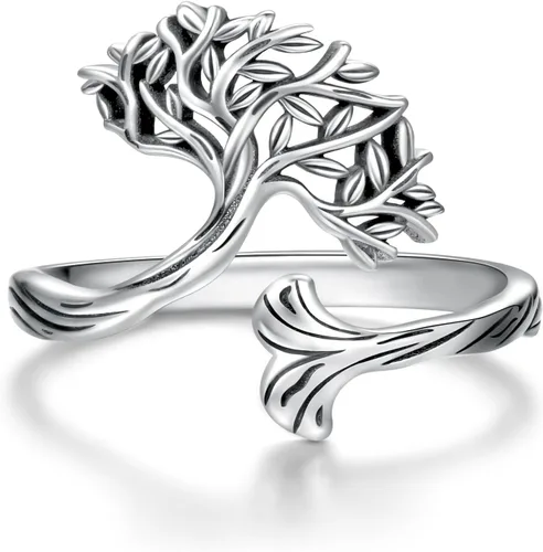 Miniatura 8 de zaxsj TreeofLifeRingsforWomen925SterlingSilverRetroCelticKnotIrishTreeofLifePendantNecklaceRingJewelryGiftsforWomen