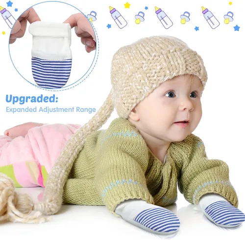 Miniatura 5 de 8 pares de manoplas ajustables para bebé, sin arañazos, guantes de bebé recién nacido, unisex, para bebé
