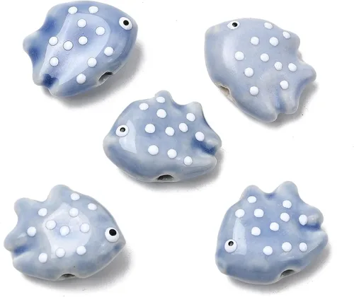 Miniatura 10 de LiQunSweet 10 pcs 10 Colors Handmade Ceramic Porcelain Fish Beads Ocean Animals Spacer Beads for DIY Jewelry Bracelet Necklace Earring Crafts Bag