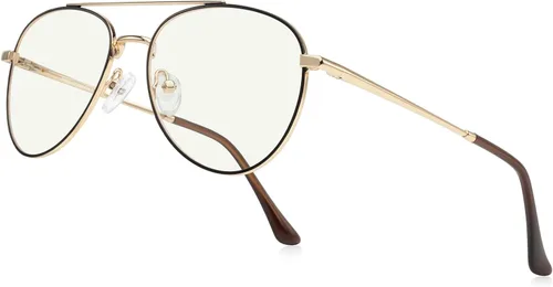 Miniatura 10 de Lentes de lectura de aviador para hombres y mujeres, lentes de bloqueo de luz azul, patillas de primavera Dorado