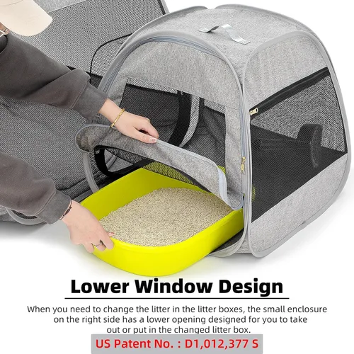 Miniatura 3 de Tenrai Corralito Portátil para Gatos, Diseño Trapezoidal para Mejor Estabilidad, Carpa Plegable para Mascotas para Uso Interior y Exterior