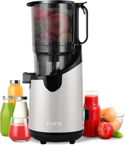 Miniatura 11 de Máquinas Exprimidoras de Prensa en Frío, Exprimidor de Masticación Lenta con Conducto de Alimentación Extra Grande de 5.3" que Cabe Frutas y Azul