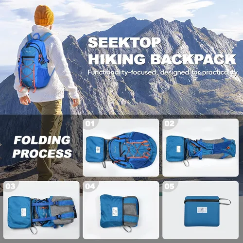 Miniatura 7 de Seektop Mochila plegable impermeable de 20L para senderismo, mochila ultraligera pequeña y ligera para el día, mochila compactable para hombres