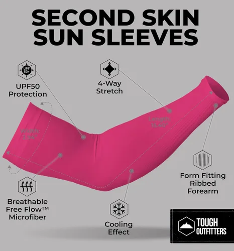 Miniatura 5 de Mangas de brazo de protección solar UV para hombres y mujeres, manga de enfriamiento de compresión deportiva UPF 50, base de cáncer de piel Rosa