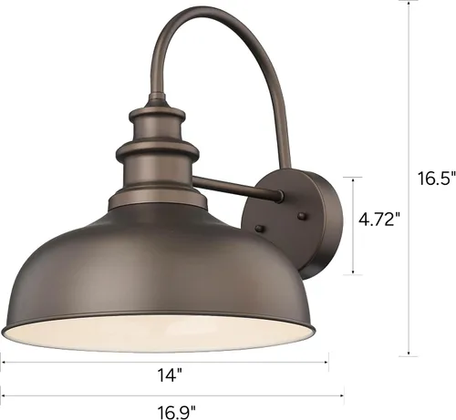 Miniatura 2 de Bestshared Lámpara de granero de granja de 14 pulgadas, aplique de pared para exteriores, lámpara de montaje en pared exterior, accesorio