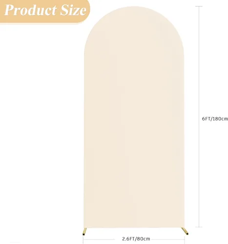 Miniatura 2 de Fomcet Cubierta de Arco de Boda de 6 Pies Beige Spandex Tela Ajustada Cubierta de Telón de Fondo de Arco Parte Superior Redonda Cubiertas de Telón