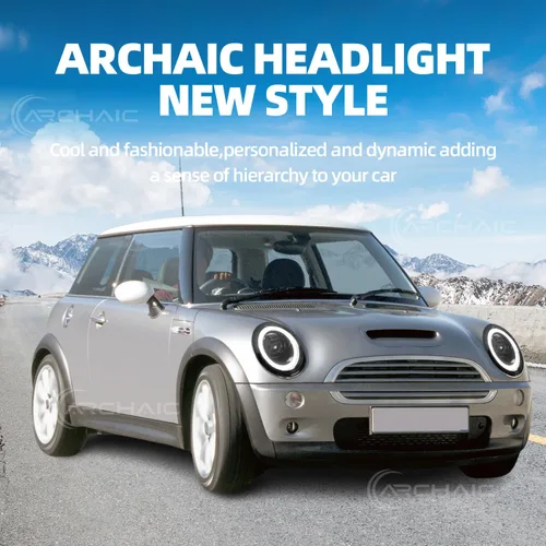 Miniatura 9 de Archaic Faros delanteros compatibles con Mini Coopers R50 R52 R53 2001-2007, luces delanteras W señales de giro secuenciales, animación DRL, par