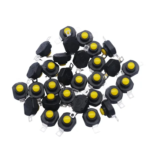 mxuteuk 30 unids interruptor de botón micro de bloqueo automático DC 12V interruptor 0.5A 2pin pestillo mini interruptores de encendido/apagado (pin