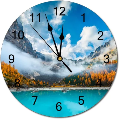Miniatura 39 de Reloj de pared silencioso sin tictac de PVC, paisaje con hermosa puesta de sol en el campo C, funciona con pilas, 10 pulgadas (9.8 in), reloj