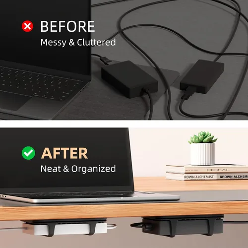 Miniatura 3 de ELETIUO Soporte universal de silicona para cargador de laptop, organizador de montaje de ladrillo de alimentación bajo el escritorio para ladrillos