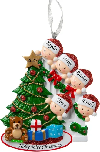 Miniatura 9 de Adorno de Navidad Familiar 2025 – Adorno Personalizado para Familias – Adorno Familiar Personalizado que Se Asoma – Decoración de Árbol Navideño