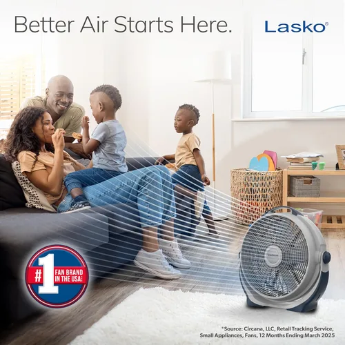 Miniatura 2 de Ventilador Lasko Wind Machine, ventilador circulador de aire con 3 velocidades, modelo 3300 de 20", gris