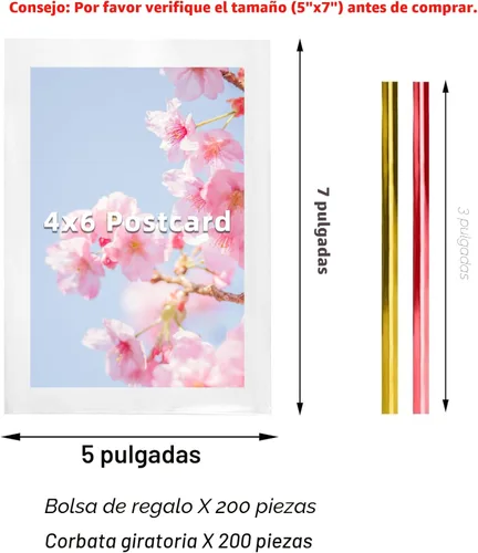 Miniatura 2 de Bolsas de celofán transparente de 5 x 7 pulgadas, 200 bolsas de plástico OPP con 200 lazos giratorios para envolver regalos, embalaje de dulces