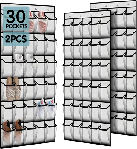Miniatura 14 de Kotkn Organizador de zapatos sobre la puerta con 30 bolsillos de malla transpirable - Almacenamiento de armario de gran capacidad para hombres