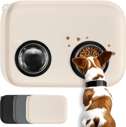 Miniatura 13 de Conlun Tapete de comida para perros, bordes elevados de 1/2 pulgada, tapete de alimentación para gatos para contención de derrames, tapete