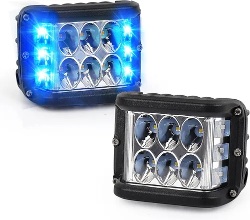 Luces LED de Cápsula de Disparo Lateral, Luces Todo Terreno de 4 Pulgadas con Luz Estroboscópica de Emergencia Azul de Doble Lado Compatible con