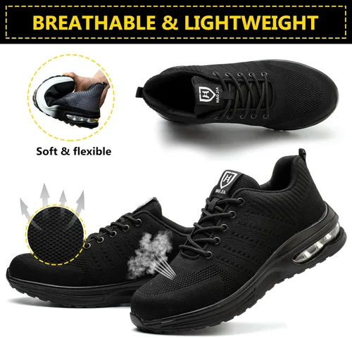 Miniatura 3 de Zapatos de punta de acero para hombres y mujeres, zapatos de trabajo ligeros y cómodos, indestructibles, antideslizantes, zapatos de seguridad