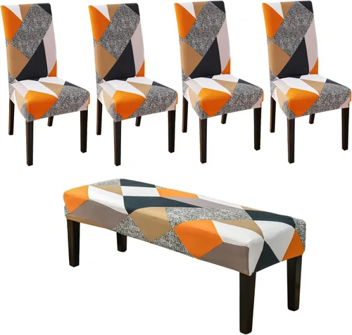 Miniatura 25 de HAOYONG Funda para Silla de Comedor con Estampado, Funda Desmontable Lavable para Silla Parsons, Protector de Asiento Desmontable para Comedor, 15