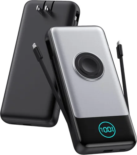Miniatura 8 de Cargador portátil para iPhone con cables integrados y enchufe de pared, cargador de batería USB C de carga rápida de 13800 mAh, 4 salidas esenciales