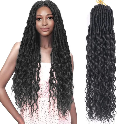 Miniatura 68 de Cabello de ganchillo para mujeres negras Goddess Locs de 14 pulgadas 8 paquetes 613 Locs falsos suaves preenganchados trenzas de ganchillo cabello