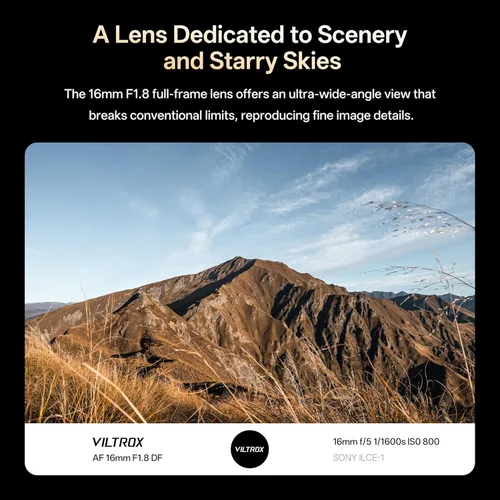 Miniatura 5 de VILTROX 16mm F1.8 lente FE para Sony E Mount, lente gran angular de enfoque automático de gran apertura F/1.8 de formato completo para cámara sin