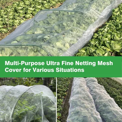 Miniatura 4 de Red de malla de jardín de 10' x 33' para plantas, cubierta ultrafina contra insectos para mantener árboles, verduras y frutas protegidos