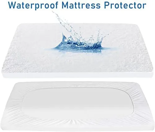 Miniatura 5 de Bedecor Juego de 2 protectores de colchón (King y Queen) suave e impermeable de algodón de rizo superior para bebés, mujeres embarazadas