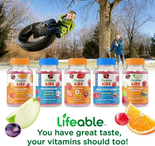 Miniatura 5 de Lifeable Calcio, magnesio y zinc para niños + curcumina de cúrcuma para niños, paquete de gomitas de gran sabor, suplemento vitamínico, sin gluten