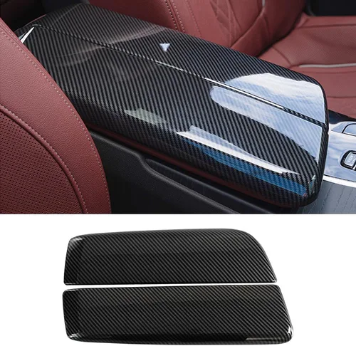 para BMW Serie 5 E60 E61 F10 F11 G30 G32 2004-2021 Cubierta de Caja de Reposabrazos de Coche Color Fibra de Carbono Caja de Consola Central Panel de