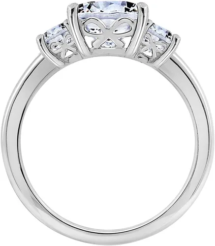 Miniatura 3 de Tienda Essentials Anillo de plata de ley chapada en platino o oro con 3 piedras de corte princesa hecho con circonitas Infinite Elements