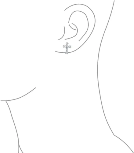 Miniatura 3 de Aretes pequeños religiosos con cruz de crucifijo católico para mujeres y hombres, adolescentes, regalo de comunión, plata esterlina 925, Metal, sin