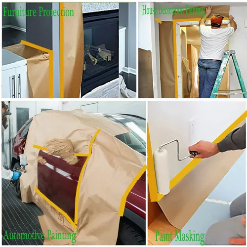 Miniatura 3 de xianshengle Papel de enmascarar precintado para pintar, cinta y drape de 20 pulgadas x 50 pies, papel para pintores, papel para pintores
