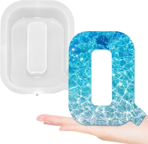 Miniatura 18 de Moldes de letras grandes de 7 pulgadas para resina, molde de fundición epoxi del alfabeto mayúscula 3D de la A a la Z, molde de silicona para velas