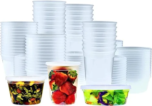 Green Direct Contenedores de delicatessen con tapas, combo de almuerzo de plástico desechable 60 juegos, 20 8 onzas y 20 16 onzas y 20 32 oz.