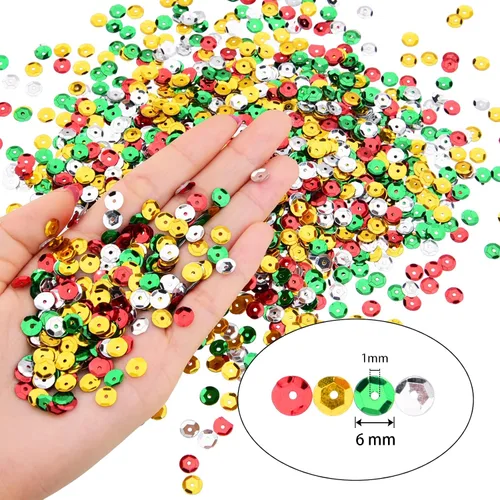 Miniatura 2 de Hapeper 20000 piezas de lentejuelas con purpurina de Navidad, lentejuelas sueltas para arte, manualidades, decoración y fabricación
