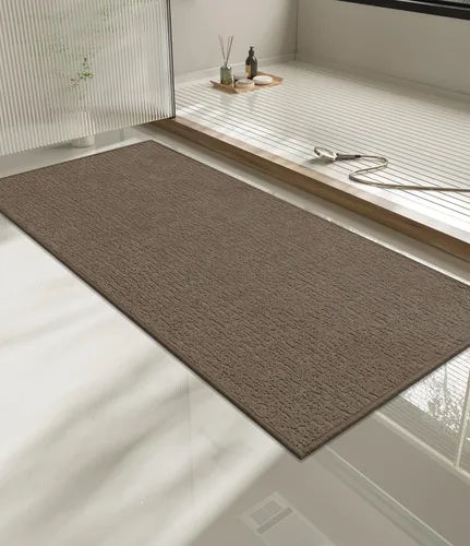 Miniatura 14 de Chakme Juego de 2 alfombras de baño ultrafinas, absorbentes, antideslizantes, lavables a máquina, color negro, 17 x 24 pulgadas / 17 x 30 pulgadas