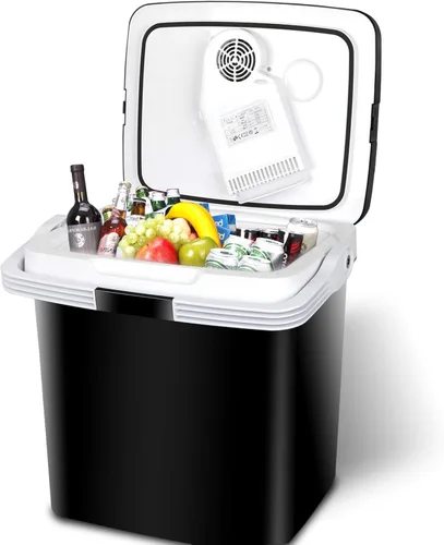 ZenStyle Refrigerador y calentador de coche portátil de 26 cuartos de galón, refrigerador eléctrico con sistema termoeléctrico CA/CC, se adapta a