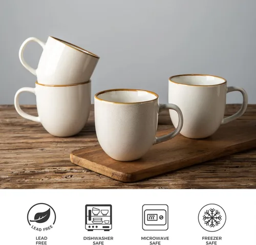 Miniatura 6 de AmorArc Tazas de café de 12 onzas, juego de 6 tazas de café de cerámica para hombre, mujer, papá, mamá, tazas de café modernas con asa para café
