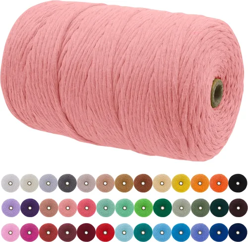 Miniatura 101 de JeogYong Cordón de macramé de un solo hilo 2mm x 164 yardas (492 pies) Cuerda de algodón suave, hilo de macramé 2 mm, suministros de macramé