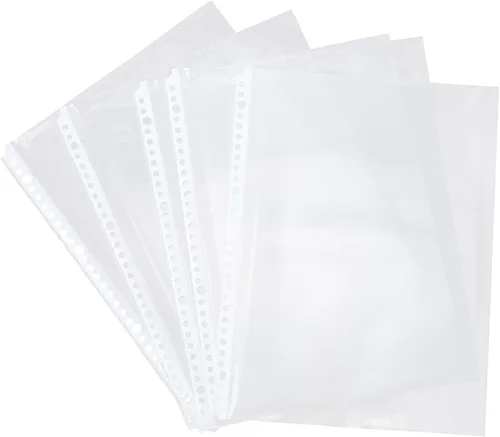 BESPORTBLE 100 protectores de hojas transparentes de 30 agujeros interiores para archivadores de papel A4, protector de bolsillo de repuesto para el