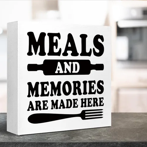 Miniatura 4 de LVQHI Meals and Memories are Made Here - Letrero decorativo para encimera de cocina, divertida caja de madera de granja para decoración del hogar