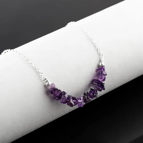 Miniatura 3 de Gempires Purple Amethyst Crystal Necklace February Birthstone Gifts Hypoallergenic 18 Inch Silver Plated Jewelry For Women
