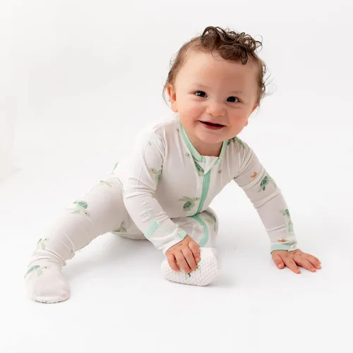 Miniatura 4 de Pijama suave de viscosa de bambú para bebé, cierre de cremallera, 0-24 meses