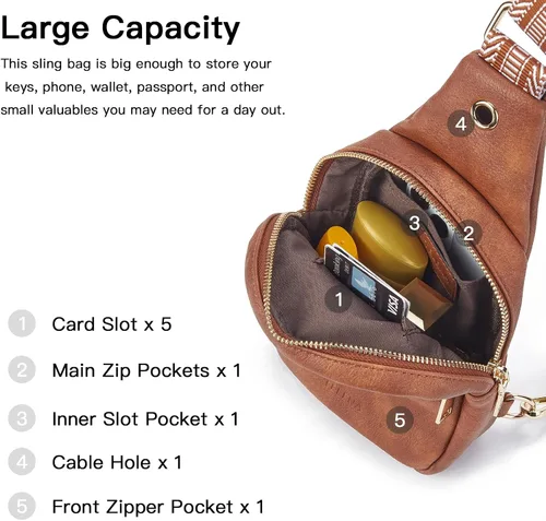 Miniatura 170 de Telena Riñonera pequeña para mujer, de cuero, cangureras, bolsa de pecho para mujer