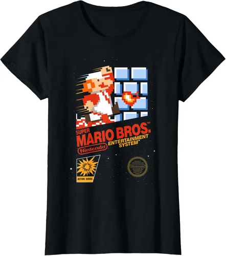 Miniatura 36 de Super Mario Dashin - Camiseta gráfica de acción, ajuste clásico, cuello redondo, color negro