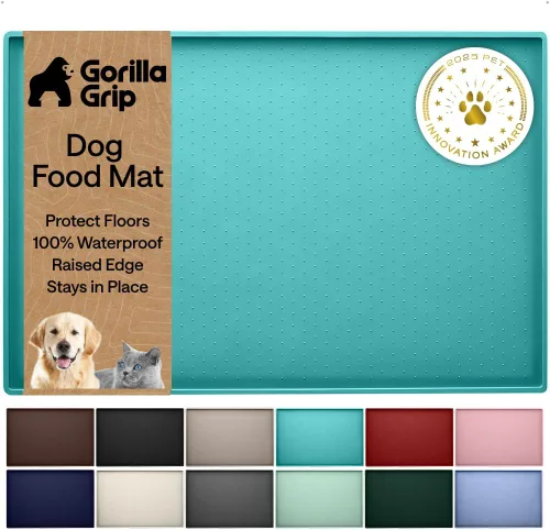 Miniatura 20 de GORILLA GRIP - Alfombrilla de silicona 100% impermeable con bordes elevados, sin BPA, para mascotas, tapetes para comida de perros y gatos, contiene